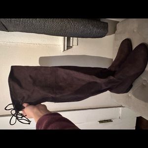 Thigh high brown boots